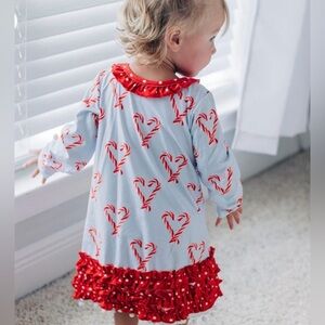 Candy Cane Hearts- Ruffle Dress With Bloomers